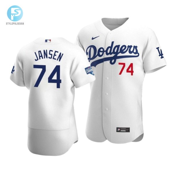 Mens Los Angeles Dodgers Kenley Jansen 74 2020 World Series Champions Home Jersey White stylepulseusa 1