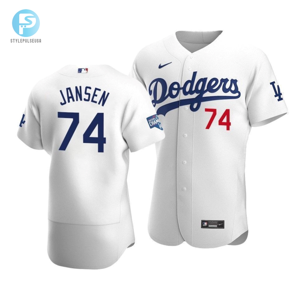 Mens Los Angeles Dodgers Kenley Jansen 74 2020 World Series Champions Home Jersey White 