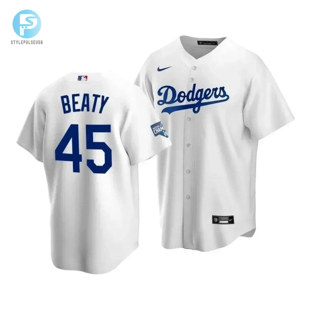 Mens Los Angeles Dodgers Matt Beaty 45 2020 World Series Champions White Home Jersey 