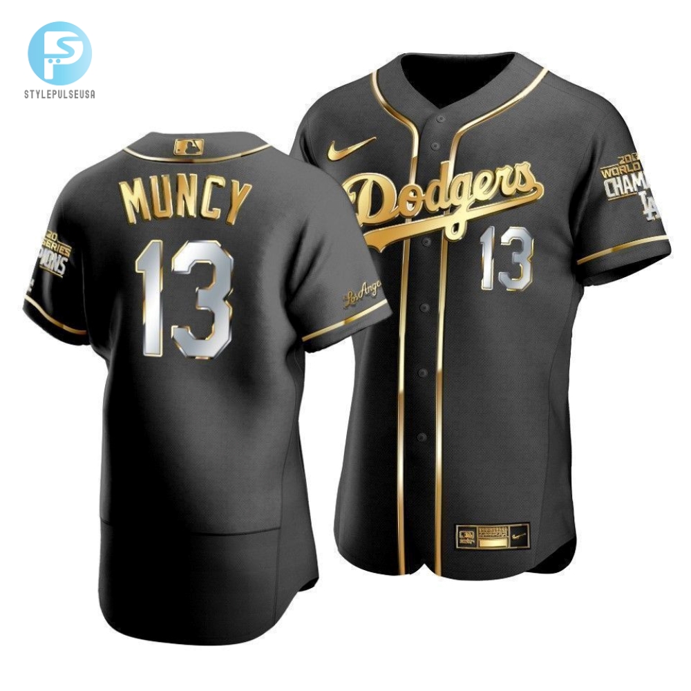 Mens Los Angeles Dodgers Max Muncy 13 2020 World Series Champions Golden Jersey Black 