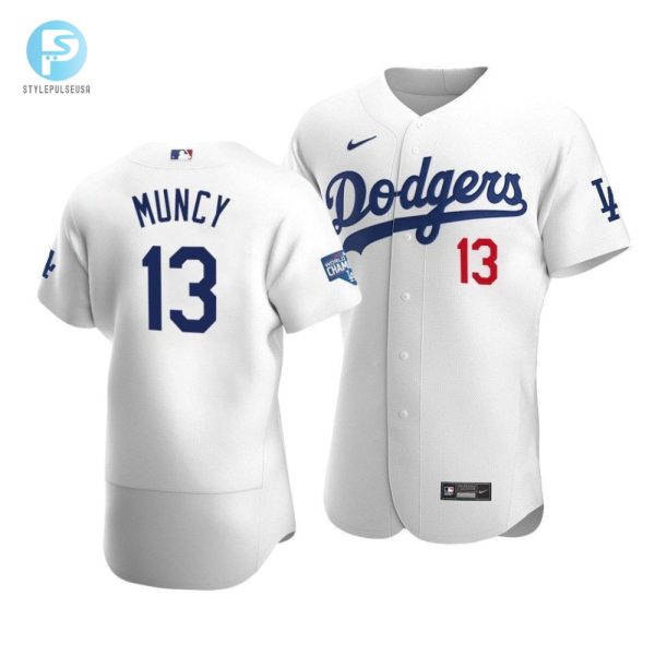 Mens Los Angeles Dodgers Max Muncy 13 2020 World Series Champions Home Jersey White stylepulseusa 1