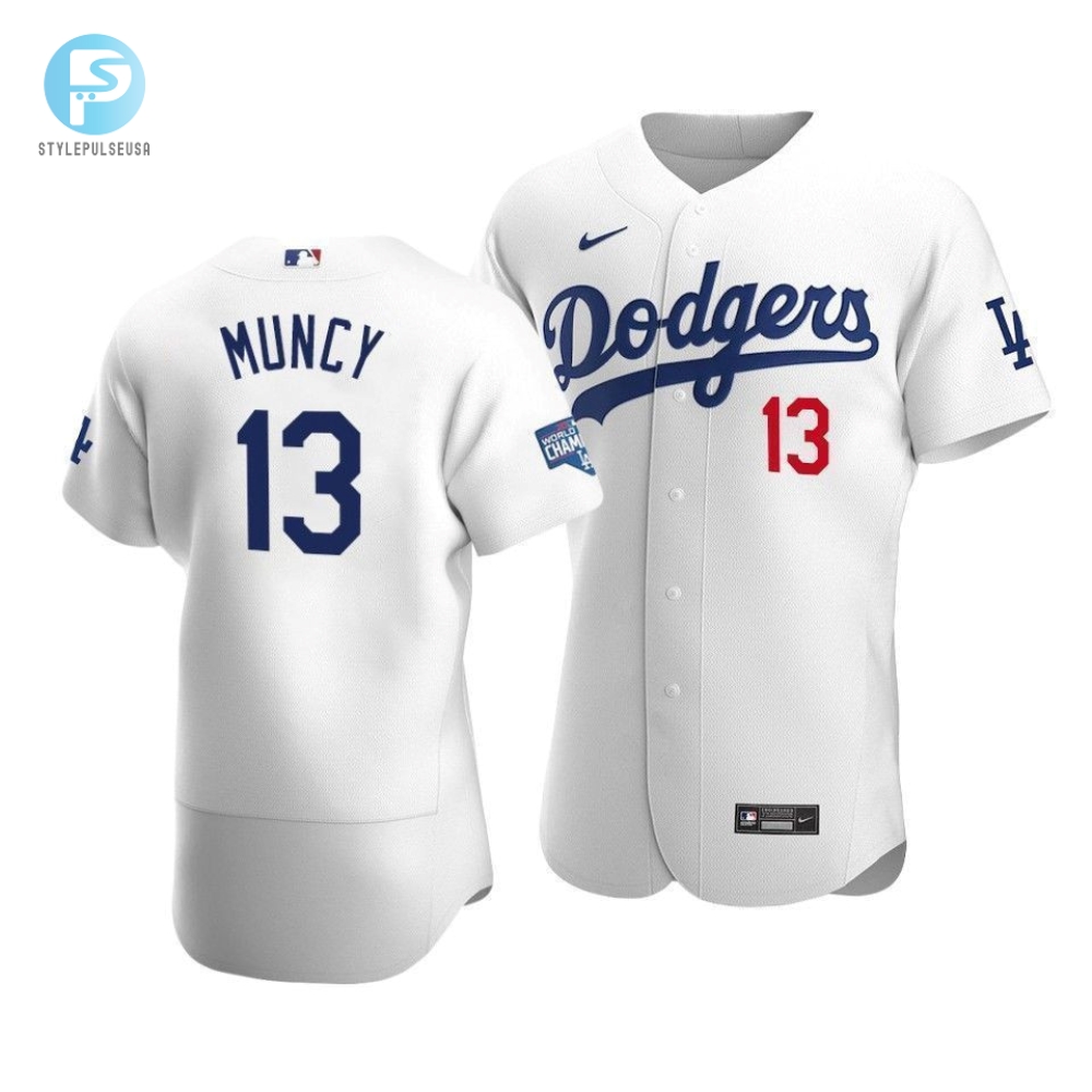 Mens Los Angeles Dodgers Max Muncy 13 2020 World Series Champions Home Jersey White 