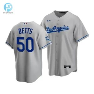 Mens Los Angeles Dodgers Mookie Betts 50 2020 World Series Champions Gray Road Jersey stylepulseusa 1 1