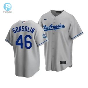 Mens Los Angeles Dodgers Tony Gonsolin 46 2020 World Series Champions Gray Road Jersey stylepulseusa 1 1