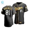 Mens Los Angeles Dodgers Victor Gonzalez 81 2020 World Series Champions Golden Jersey Black stylepulseusa 1