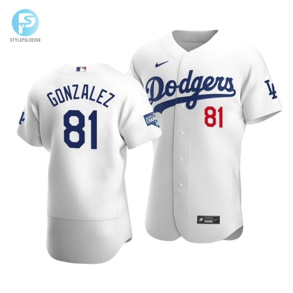 Mens Los Angeles Dodgers Victor Gonzalez 81 2020 World Series Champions Home Jersey White stylepulseusa 1