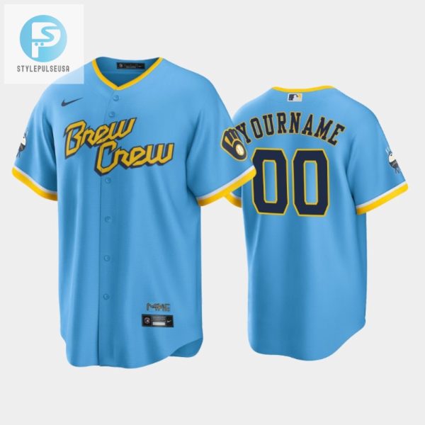 Mens Milwaukee Brewers 00 Custom 202223 City Connect Powder Blue Jersey stylepulseusa 1