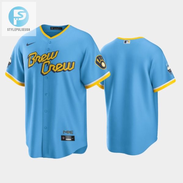 Mens Milwaukee Brewers 202223 City Connect Powder Blue Jersey stylepulseusa 1