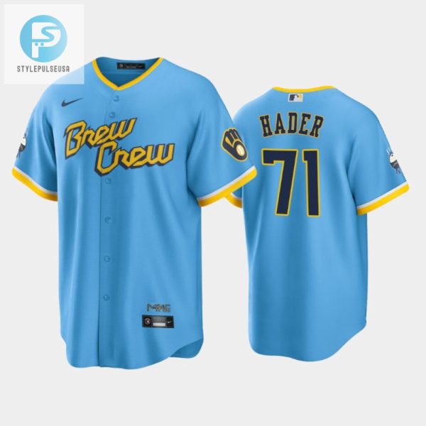 Mens Milwaukee Brewers 71 Josh Hader 202223 City Connect Powder Blue Jersey stylepulseusa 1