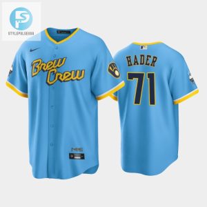 Mens Milwaukee Brewers 71 Josh Hader 202223 City Connect Powder Blue Jersey stylepulseusa 1 1