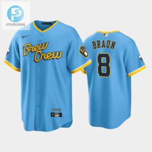 Mens Milwaukee Brewers 8 Ryan Braun 202223 City Connect Powder Blue Jersey stylepulseusa 1 1