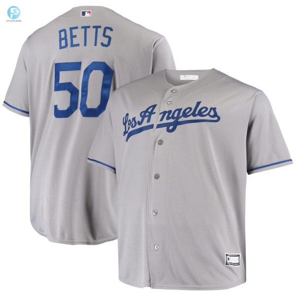 Mens Mookie Betts Gray Los Angeles Dodgers Big Tall Player Jersey stylepulseusa 1