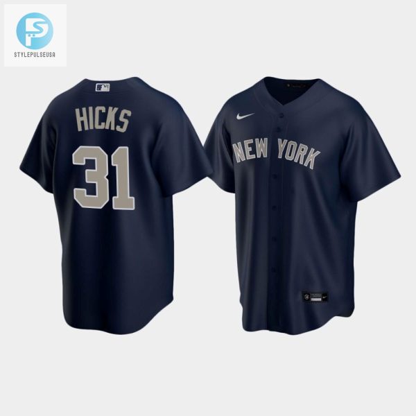 Mens New York Yankees Aaron Hicks Alternate Navy Jersey stylepulseusa 1