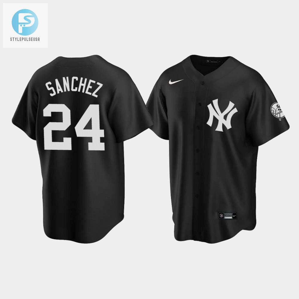 Mens New York Yankees Gary Sanchez 24 Fashion Black Jersey 