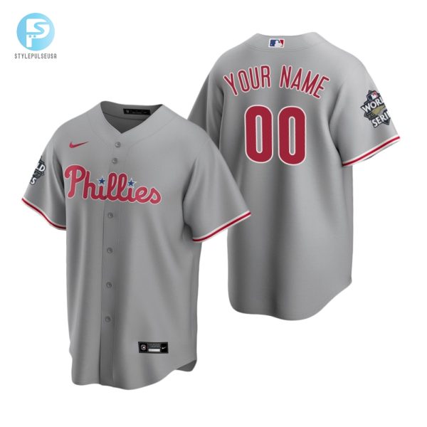 Mens Philadelphia Phillies Custom 00 Gray 202223 World Series Jersey stylepulseusa 1 1