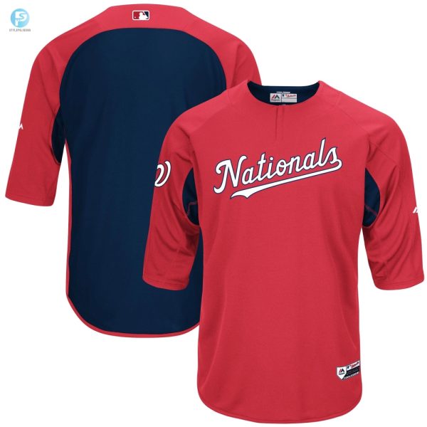 Mens Rednavy Washington Nationals Collection Onfield 34Sleeve Batting Practice Jersey stylepulseusa 1