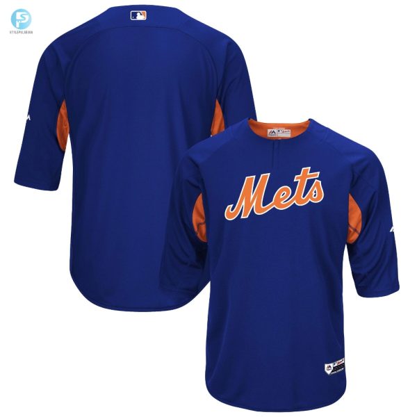 Mens Royalorange New York Mets Collection Onfield 34Sleeve Batting Practice Jersey stylepulseusa 1