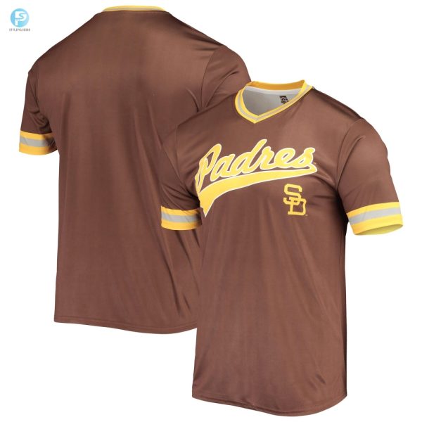 Mens Stitches Brownyellow San Diego Padres Cooperstown Collection Vneck Team Color Jersey stylepulseusa 1 1