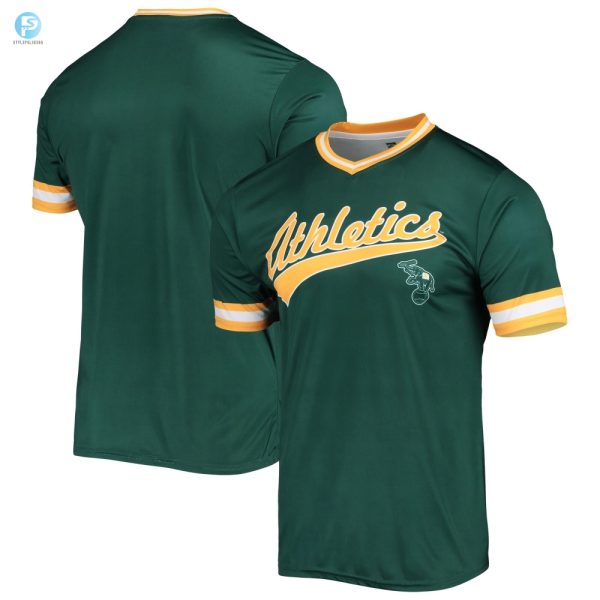 Mens Stitches Greenyellow Oakland Athletics Cooperstown Collection Vneck Team Color Jersey stylepulseusa 1 1