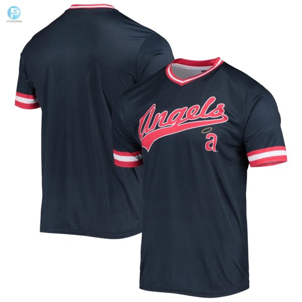 Mens Stitches Navyred Los Angeles Angels Cooperstown Collection Vneck Team Color Jersey stylepulseusa 1 1