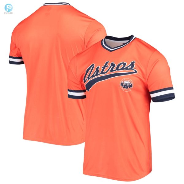 Mens Stitches Orangenavy Houston Astros Cooperstown Collection Vneck Team Color Jersey stylepulseusa 1