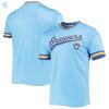 Mens Stitches Powder Blueroyal Milwaukee Brewers Cooperstown Collection Vneck Team Color Jersey stylepulseusa 1