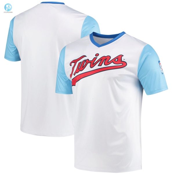 Mens Stitches White Minnesota Twins Cooperstown Collection Wordmark Vneck Jersey stylepulseusa 1