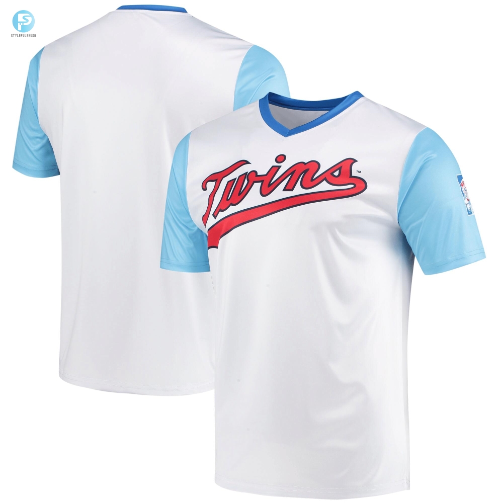 Mens Stitches White Minnesota Twins Cooperstown Collection Wordmark Vneck Jersey 