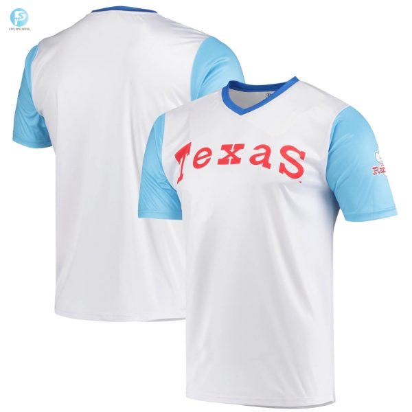 Mens Stitches White Texas Rangers Cooperstown Collection Wordmark Vneck Jersey stylepulseusa 1