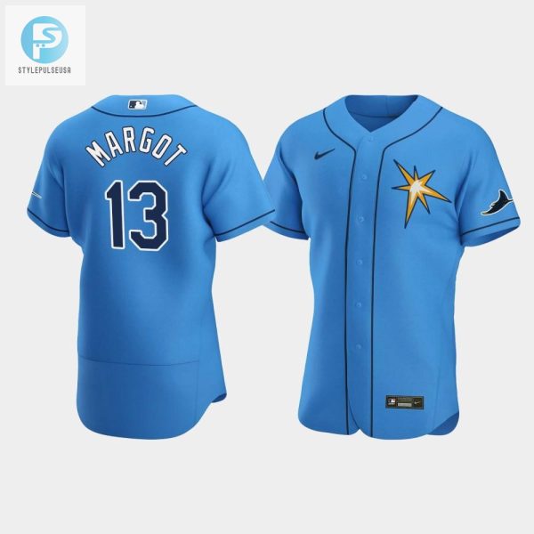 Mens Tampa Bay Rays 13 Manuel Margot Light Blue Alternate Jersey stylepulseusa 1 1