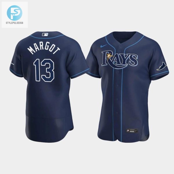 Mens Tampa Bay Rays 13 Manuel Margot Navy Alternate Jersey stylepulseusa 1