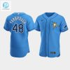 Mens Tampa Bay Rays 48 Ryan Yarbrough Light Blue Alternate Jersey stylepulseusa 1