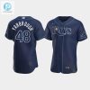 Mens Tampa Bay Rays 48 Ryan Yarbrough Navy Alternate Jersey stylepulseusa 1