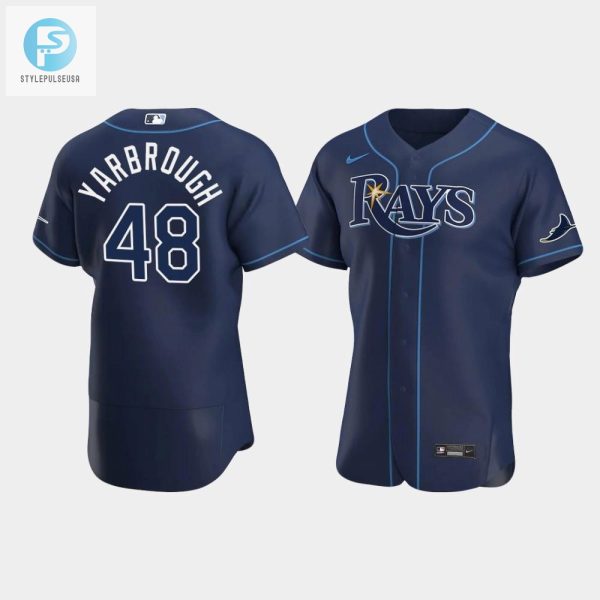 Mens Tampa Bay Rays 48 Ryan Yarbrough Navy Alternate Jersey stylepulseusa 1