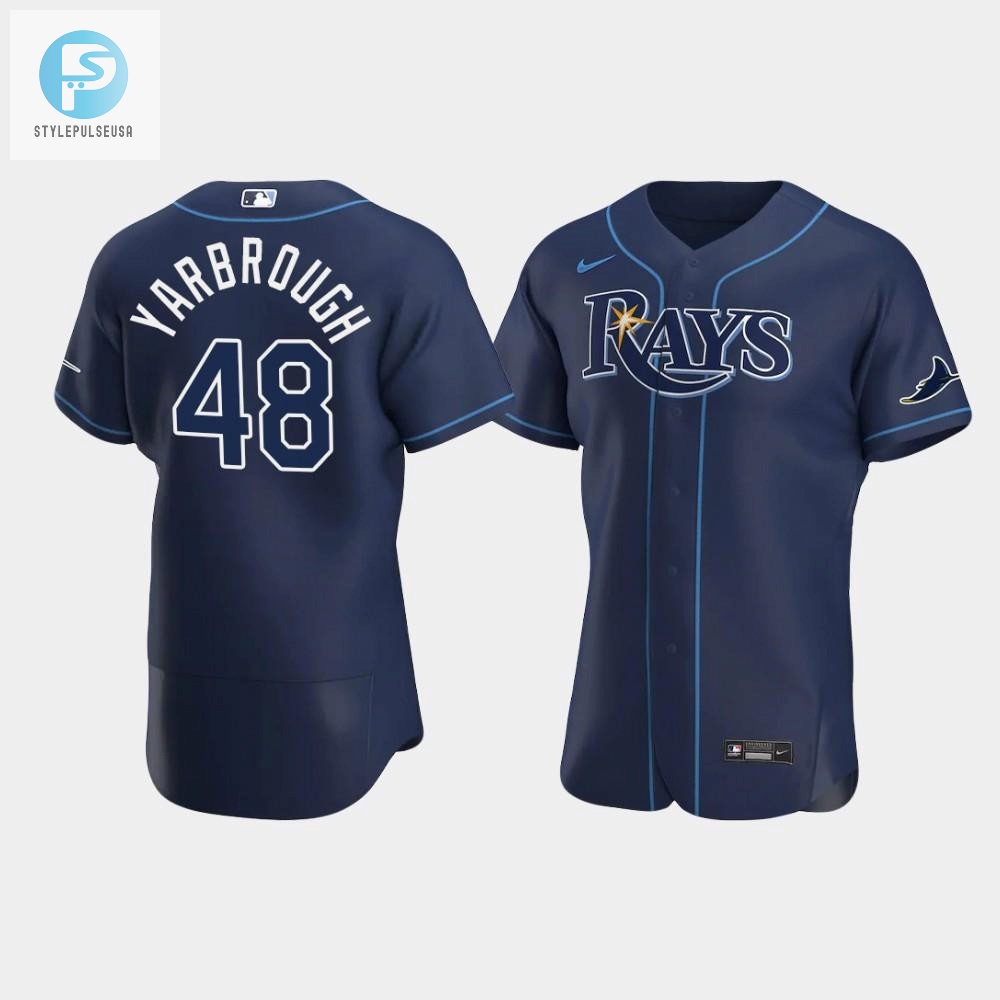 Mens Tampa Bay Rays 48 Ryan Yarbrough Navy Alternate Jersey 