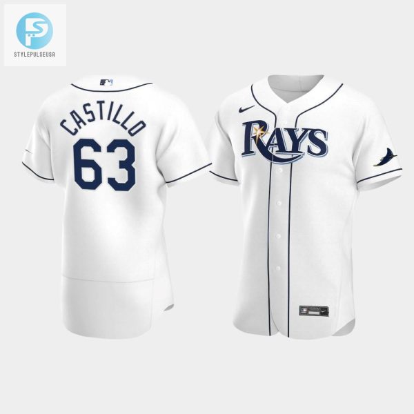 Mens Tampa Bay Rays 63 Diego Castillo White Home Jersey stylepulseusa 1