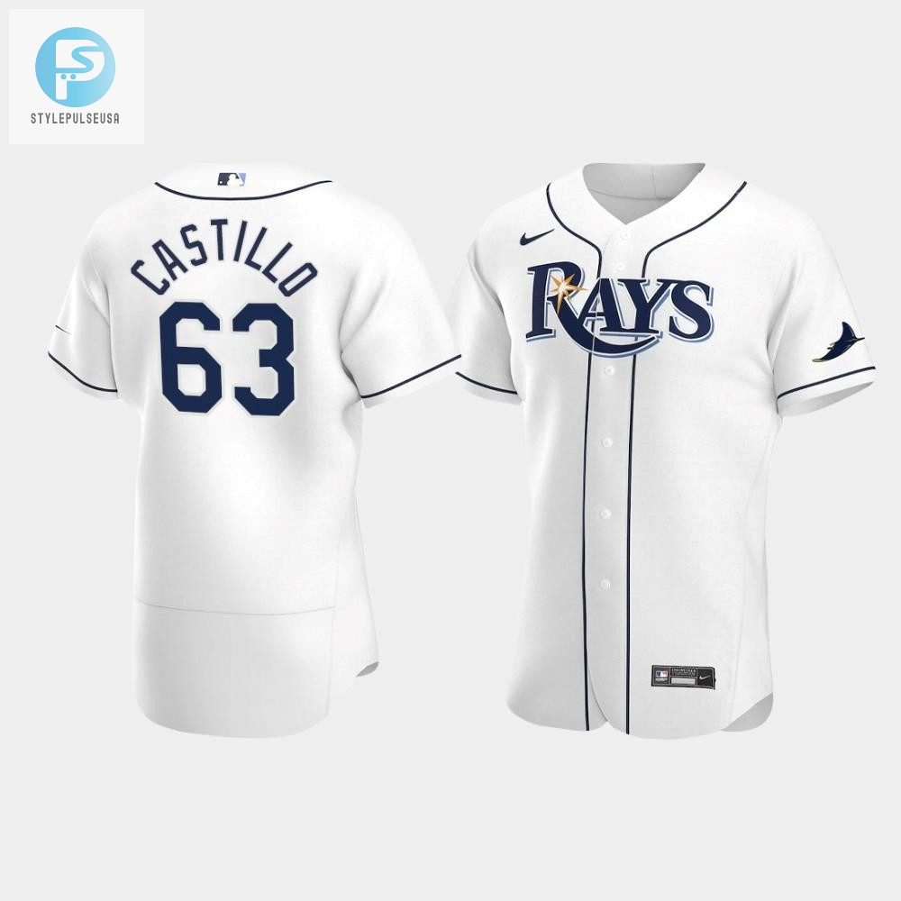 Mens Tampa Bay Rays 63 Diego Castillo White Home Jersey 