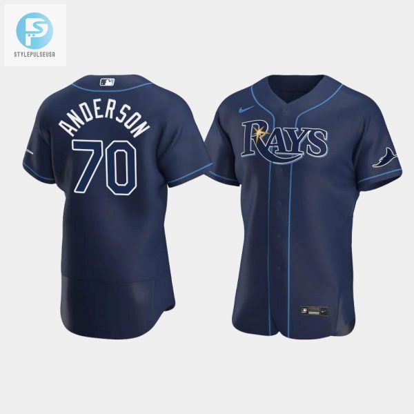 Mens Tampa Bay Rays 70 Nick Anderson Navy Alternate Jersey stylepulseusa 1