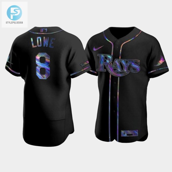 Mens Tampa Bay Rays Brandon Lowe 8 Black Holographic Golden Edition Jersey stylepulseusa 1 1