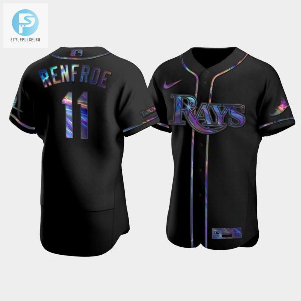 Mens Tampa Bay Rays Hunter Renfroe 11 Black Holographic Golden Edition Jersey stylepulseusa 1