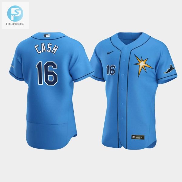 Mens Tampa Bay Rays Kevin Cash 16 Alternate Light Blue Jersey stylepulseusa 1