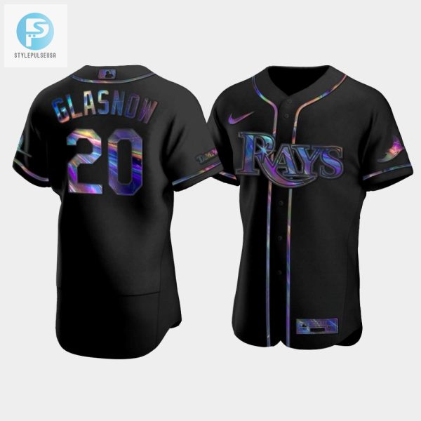 Mens Tampa Bay Rays Tyler Glasnow 20 Black Holographic Golden Edition Jersey stylepulseusa 1