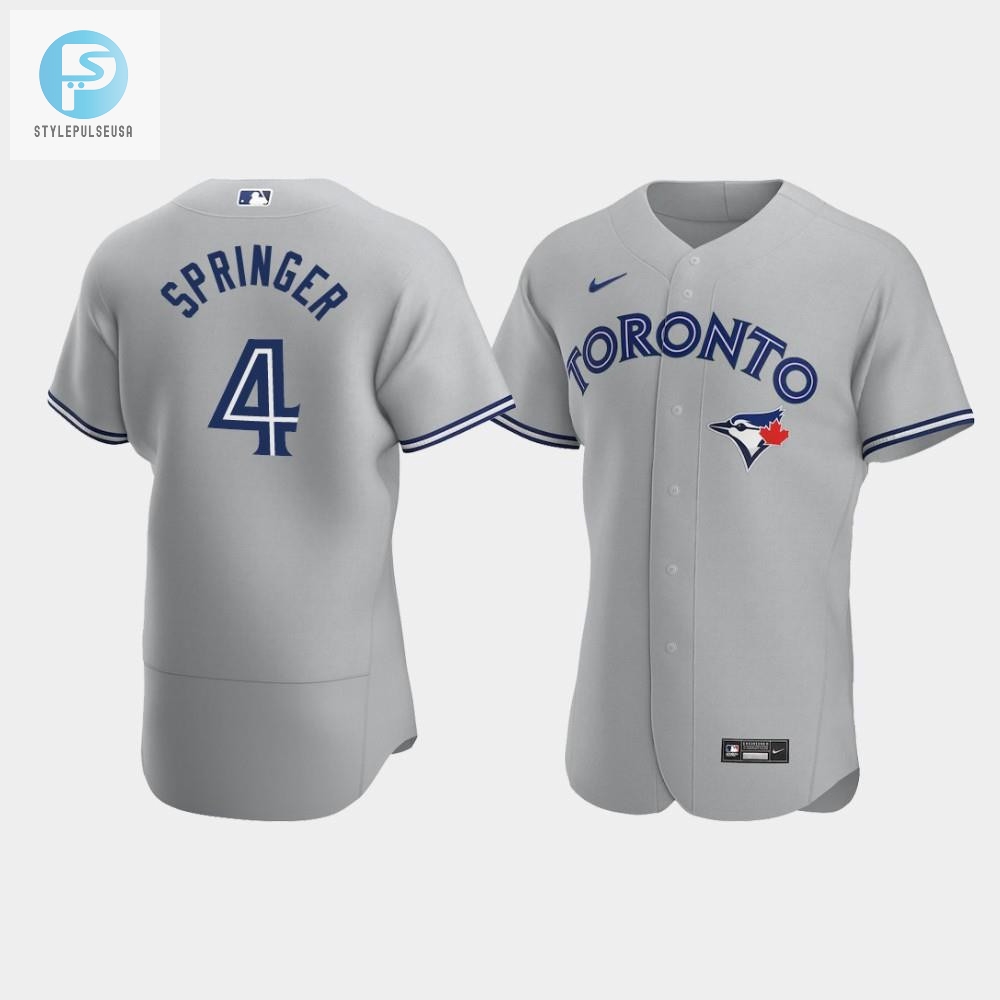 Mens Toronto Blue Jays 4 George Springer Gray Road Jersey 