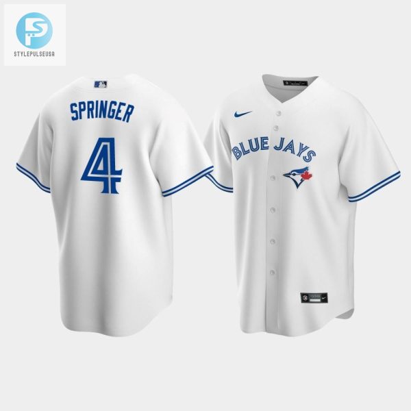 Mens Toronto Blue Jays 4 George Springer White Home Jersey stylepulseusa 1