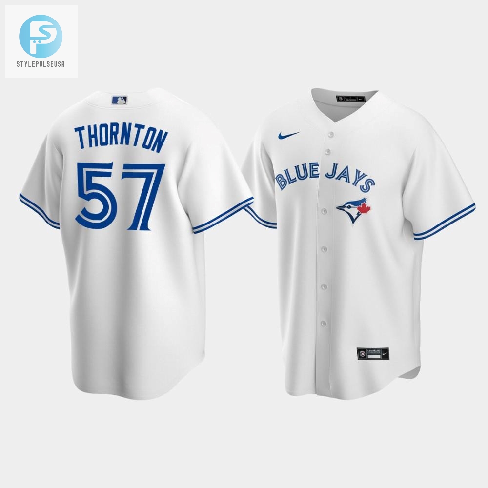 Mens Toronto Blue Jays 57 Trent Thornton White Home Jersey 