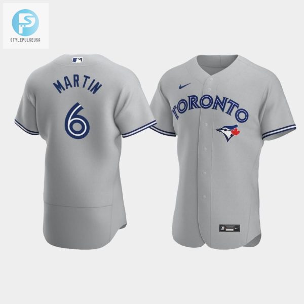 Mens Toronto Blue Jays 6 Austin Martin Gray Road Jersey stylepulseusa 1