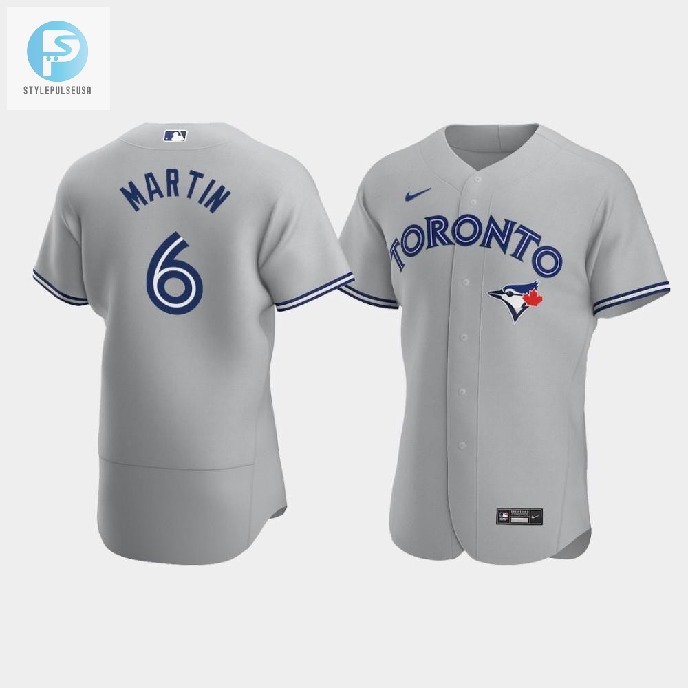 Mens Toronto Blue Jays 6 Austin Martin Gray Road Jersey 