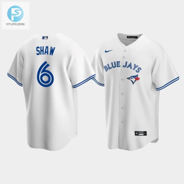 Mens Toronto Blue Jays 6 Travis Shaw White Home Jersey stylepulseusa 1