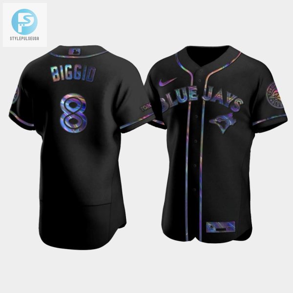 Mens Toronto Blue Jays Cavan Biggio 8 Black Golden Edition Holographic Jersey stylepulseusa 1