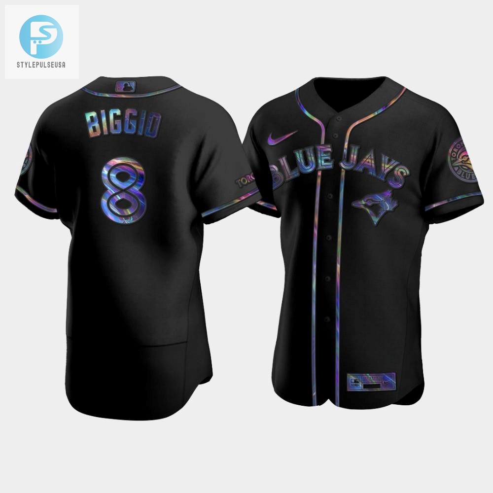 Mens Toronto Blue Jays Cavan Biggio 8 Black Golden Edition Holographic Jersey 